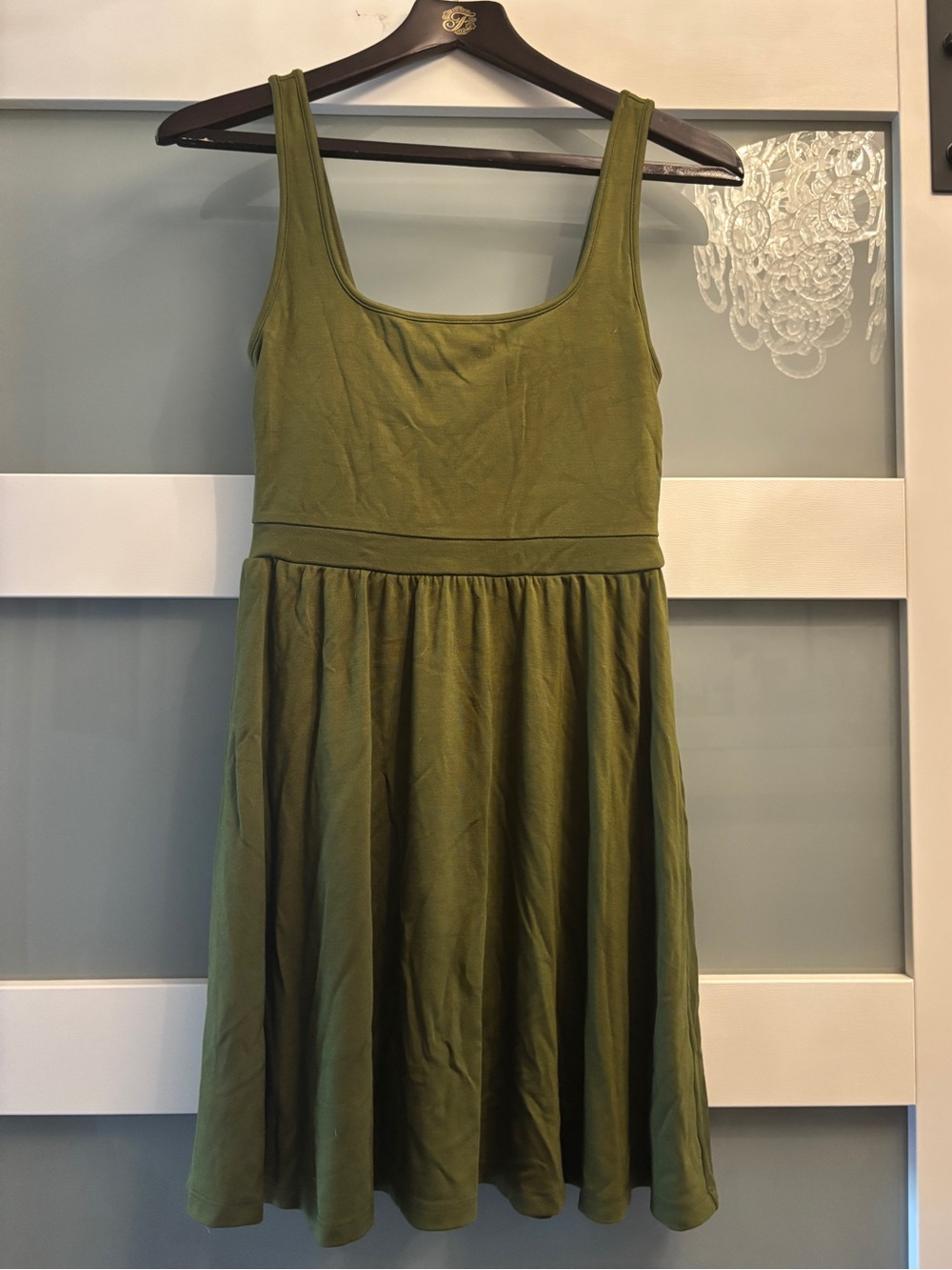 Aritzia Wilfred Olive Green Fit & Flare Market Mini Dress Small
